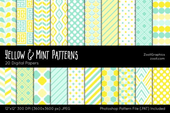 Download Yellow and Mint Digital Papers - Yellow Collection