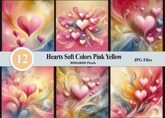 Download Hearts Soft Colors Pink Yellow Backdrops - Yellow Collection