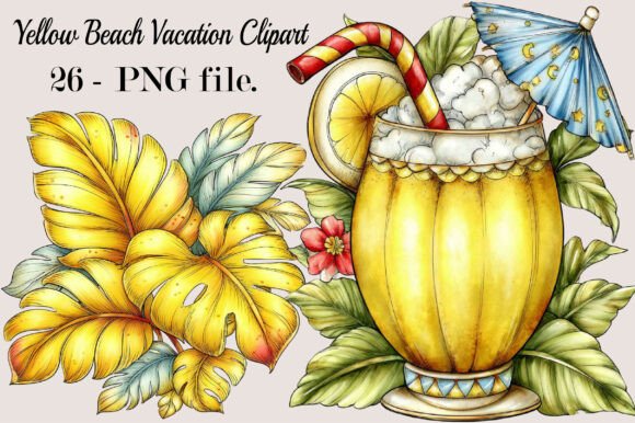 Download Yellow Beach Vacation Clipart Bundle - Yellow Collection