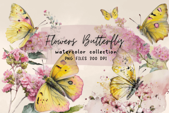 Download Butterfly Flower Yellow Watercolor - Yellow Collection
