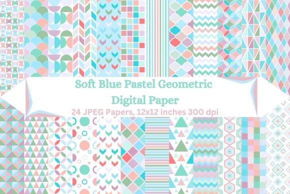 Download Soft Blue Pastel Geometric Digital Paper - Premium Resources