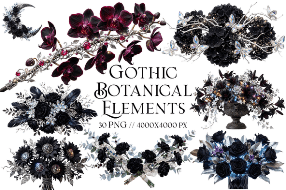 Download Gothic Botanical Elements Clipart - Botanical Collection