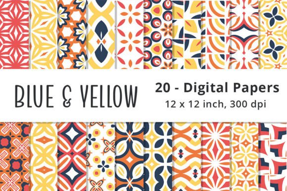 Download Blue, Yellow, Orange &amp; Red Digital Paper - Yellow Collection