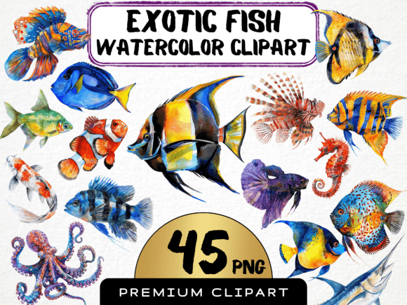 Download Watercolor Exotic Fish Clipart - Fish clipart Collection