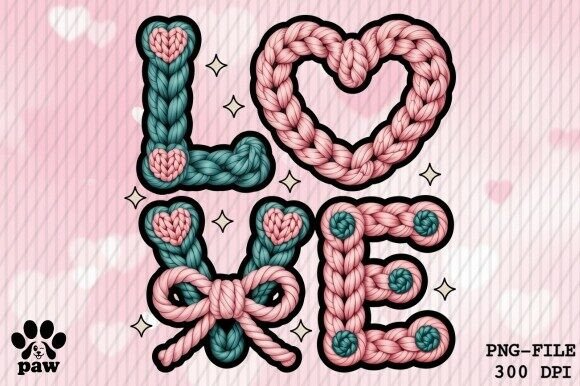 Download Faux Yarn Crochet LOVE Valentine Png - Premium Resources