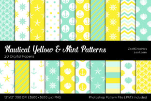 Download Nautical Yellow and Mint Digital Papers - Yellow Collection