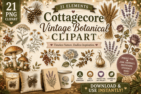 Download Cottagecore Vintage Botanical Clipart - Botanical Collection