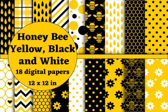 Download Yellow and Black Honey Bee Digital Paper - Yellow Collection