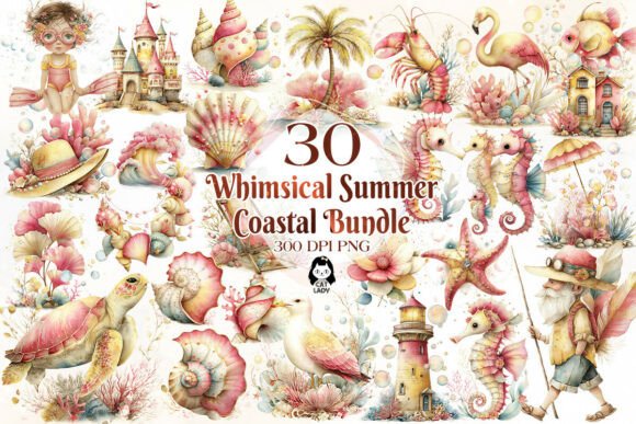 Download Whimsical Summer Coastal Pink Yellow - Yellow Collection